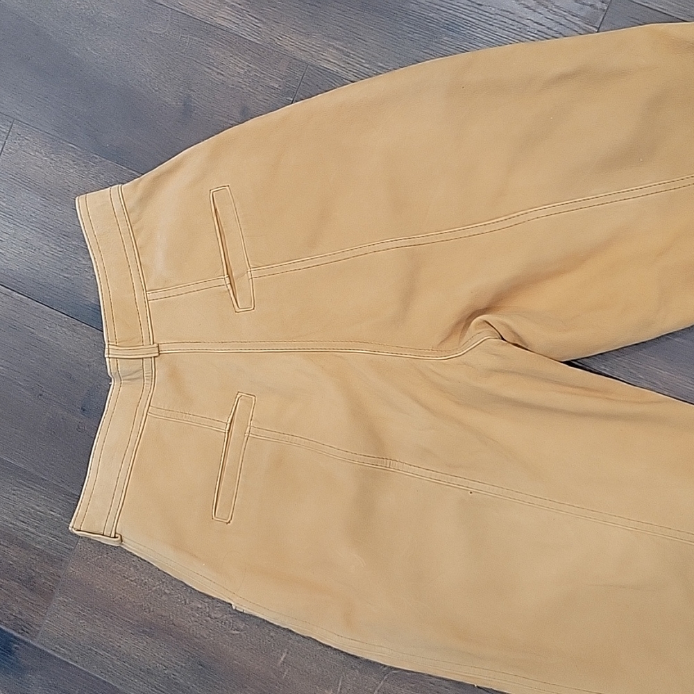 Vintage 80s 90s high waist tapered  camel leather  pants. Size 6 - Picture 11 of 13